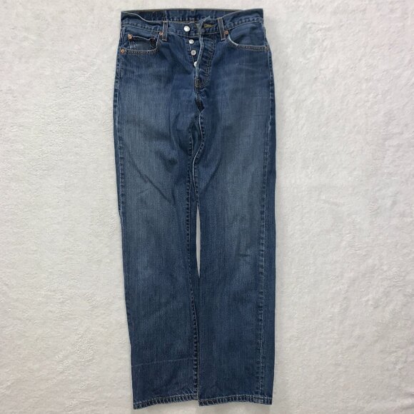 Levis 501 Jeans Men 30x34 Button Fly Y2K Dark Wash Denim 100% Cotton *READ* - Picture 1 of 9